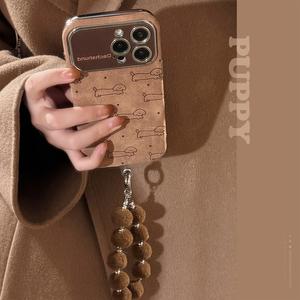 Ốp Nhồi Bông Hình Cún chó Con, Thiết Kế Nghệ Thuật Đường Vui Nhộn Dành Cho Apple 15 iPhone Và 16 Pro Max, Có Dây Đeo Buộc, Che Phủ Toàn Bộ 14 Và 13, Chất Liệu Mềm Mại