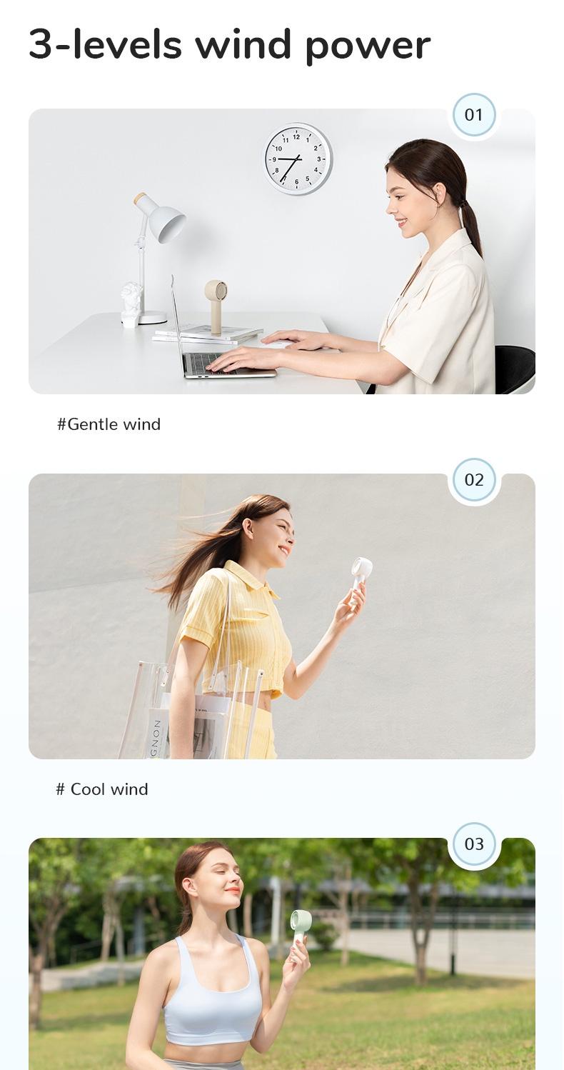 Product Introduction of JISULIFE Mini Fan Portable Leafless Pocket Fan USB Rechargeable 4500mAh Battery Desk Fan Strong Wind Mobile 12