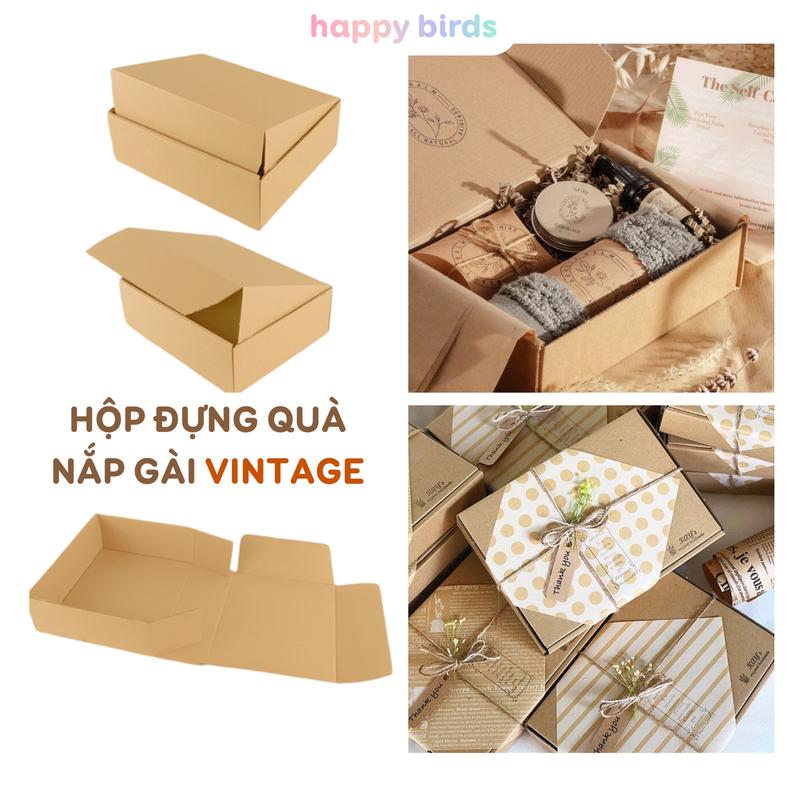 Hộp đựng quà giày dép, phụ kiện carton nắp gài 30x20x10cm giấy kraft trơn - The Happy Birds