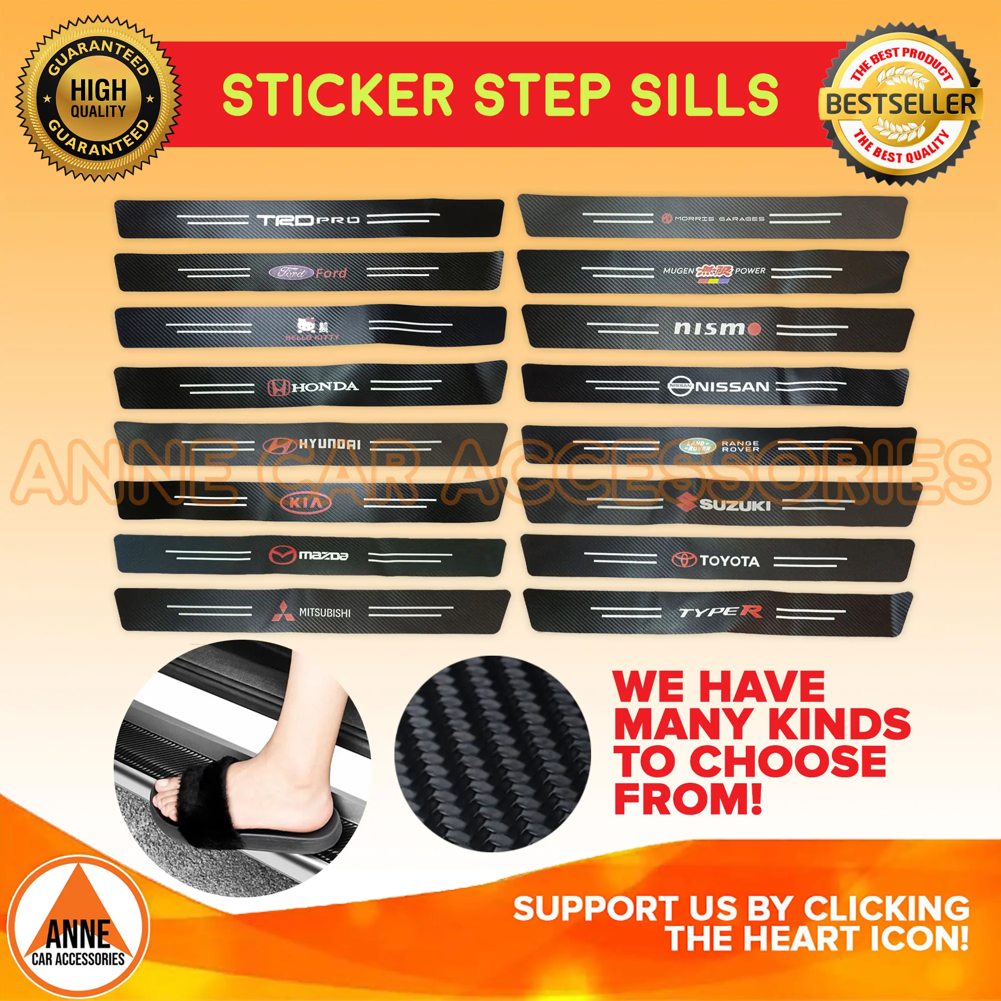 Universal 4 Pcs/Set 3D Black Carbon Fiber Style Car Door Side Step Sill Sticker Decoration Cover Decal Anti Scratch with Free Squeegee/Anne Car Accessories
