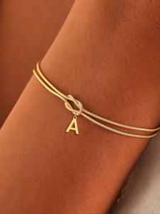 Pulsera Elegante con Nudo de Corazón y Letras, Letras Personalizables Az, Regalo Perfecto para Mujeres, Joyería para Uso Diario