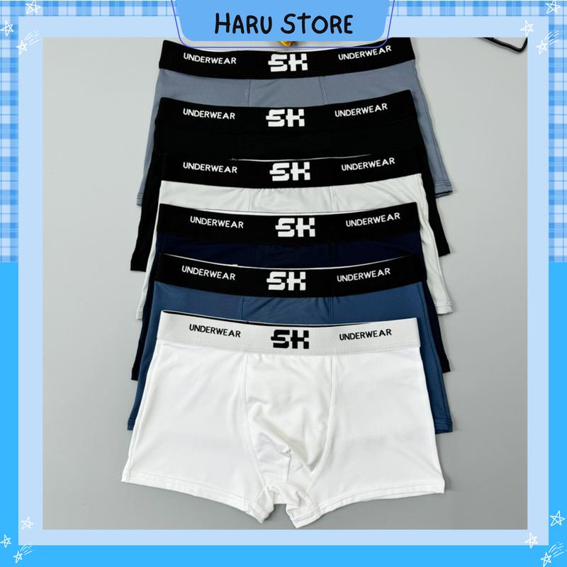 6 Quần lót nam sang trọng chất thun lạnh co giãn 4 chiều sịp đùi nam mềm mịn boxer nam màu đen trắng xám xanh Menswear quần lót quần lót sipkimg boxer