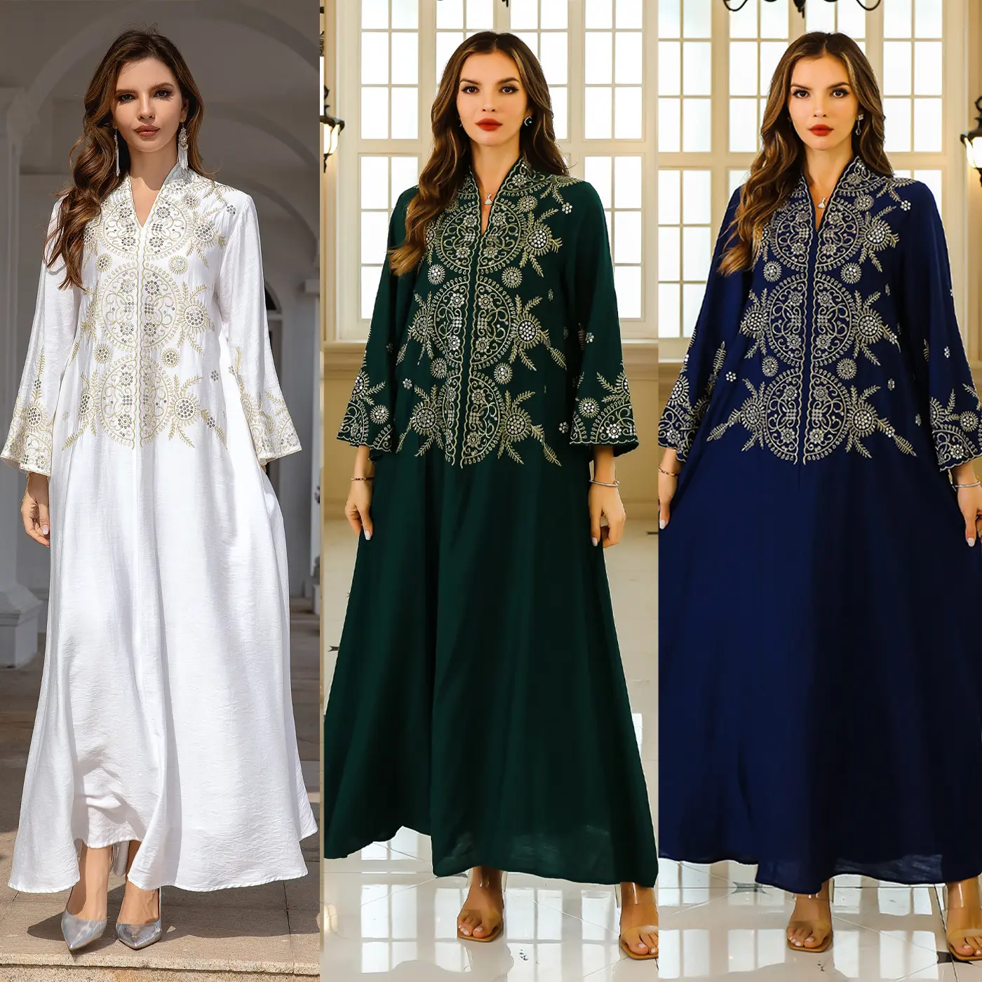 Áo choàng nữ Hồi giáo, phong cách Trung Đông, quần áo Dubai, áo choàng thêu, áo choàng dạ hội, thích hợp cho Châu Âu và Hoa Kỳ