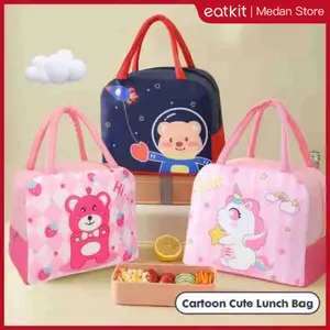 【Medan Ready Stock】【COD】Eatkit Tas Bekal Karakter Lunch Bag High Quality Anti Air Wadah Bekal  Anak Tempat Makan Waterproof【COD】