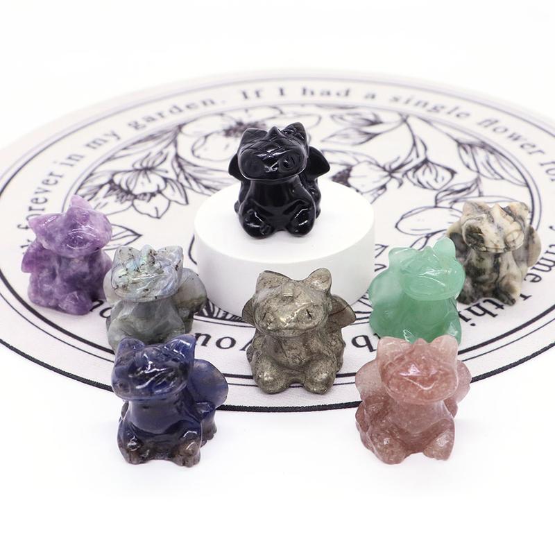Product Introduction of 1.2" Mini Toothless Flying Dragon Cartoon Animal Figure Natural Crystal Point White Stone Rose Quartz Ornament Home Decor Gift 7
