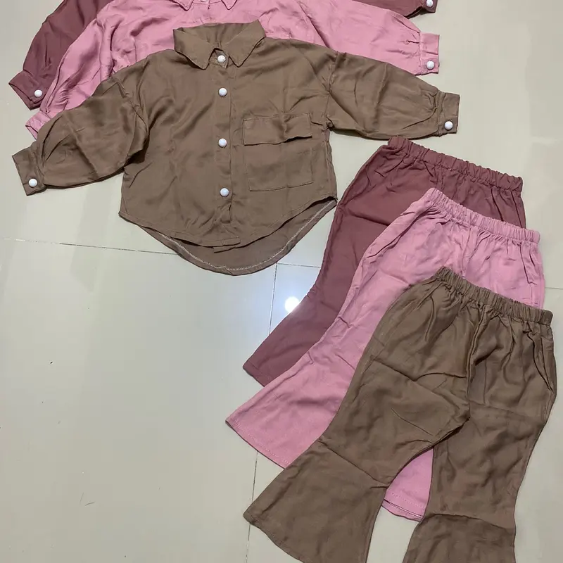 Setelan kemeja blouse lengan panjang celana cutbray/ rayon twill/silky rayon Lengan panjang 6