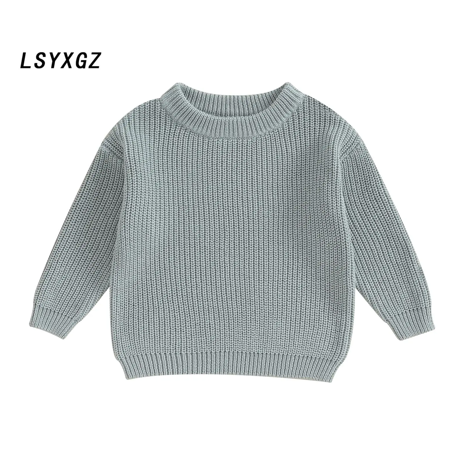 Toddler Autumn Sweater, Solid Color Knit Long Sleeve Pullover