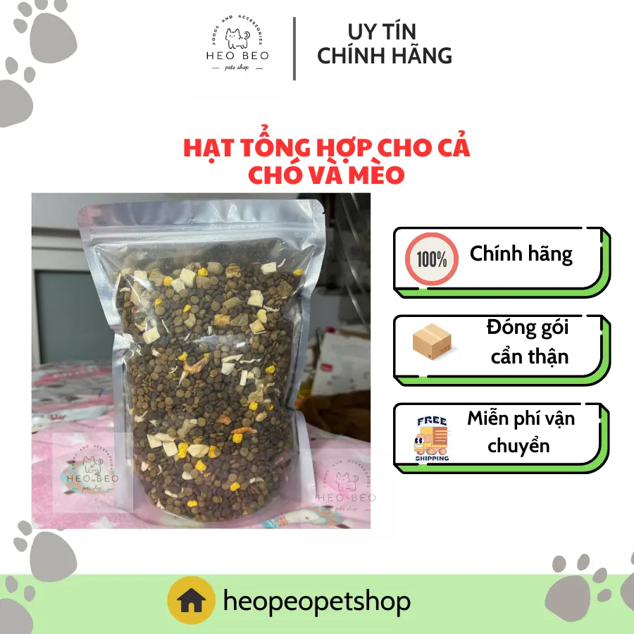 Hạt tổng hợp cho và mèo có topping đồ sấy ( gói 1 kg )