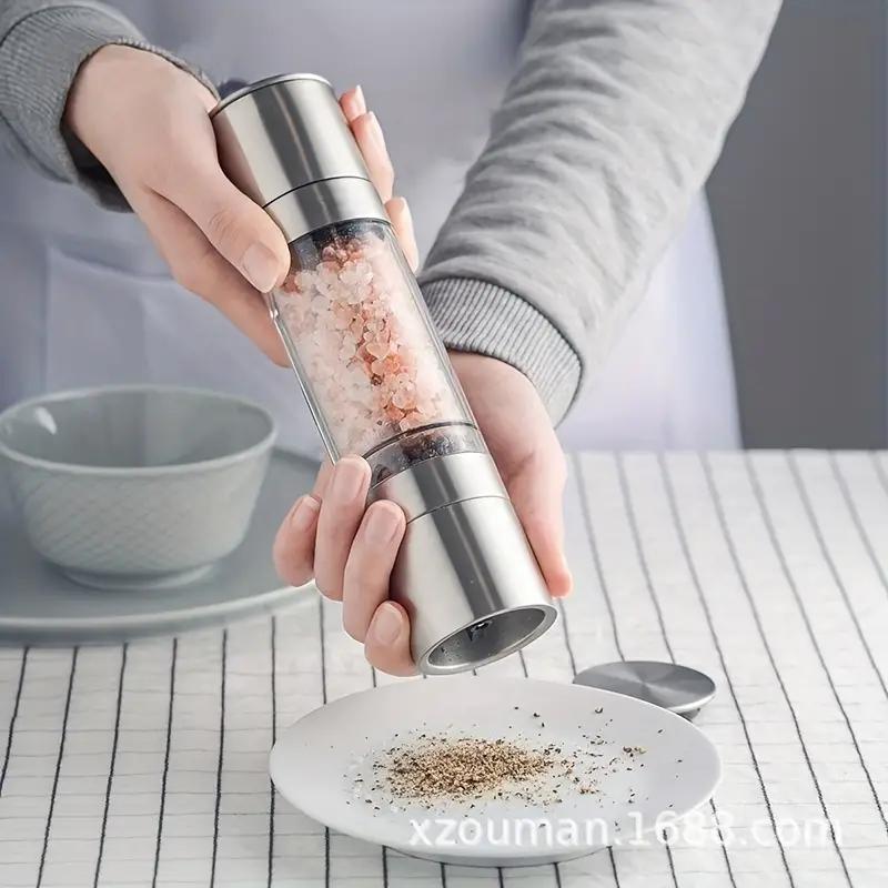 Stainless Steel Double-headed Pepper Grinder, Adjustable Durable Manual Grinding Bottle, Seasoning Grinding for Restaurant Kitchen, Seasoning Utensils 4