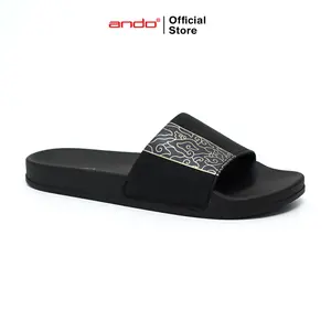 Ando Official Sandal Selop Slip On Pandu Pria Dewasa - Hitam/Emas