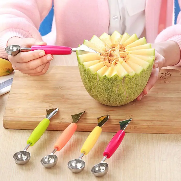 Muỗng Múc Kem, Trái Cây Viên Tròn,Tỉa Trái Cây, Rau Củ 2 in 1 3