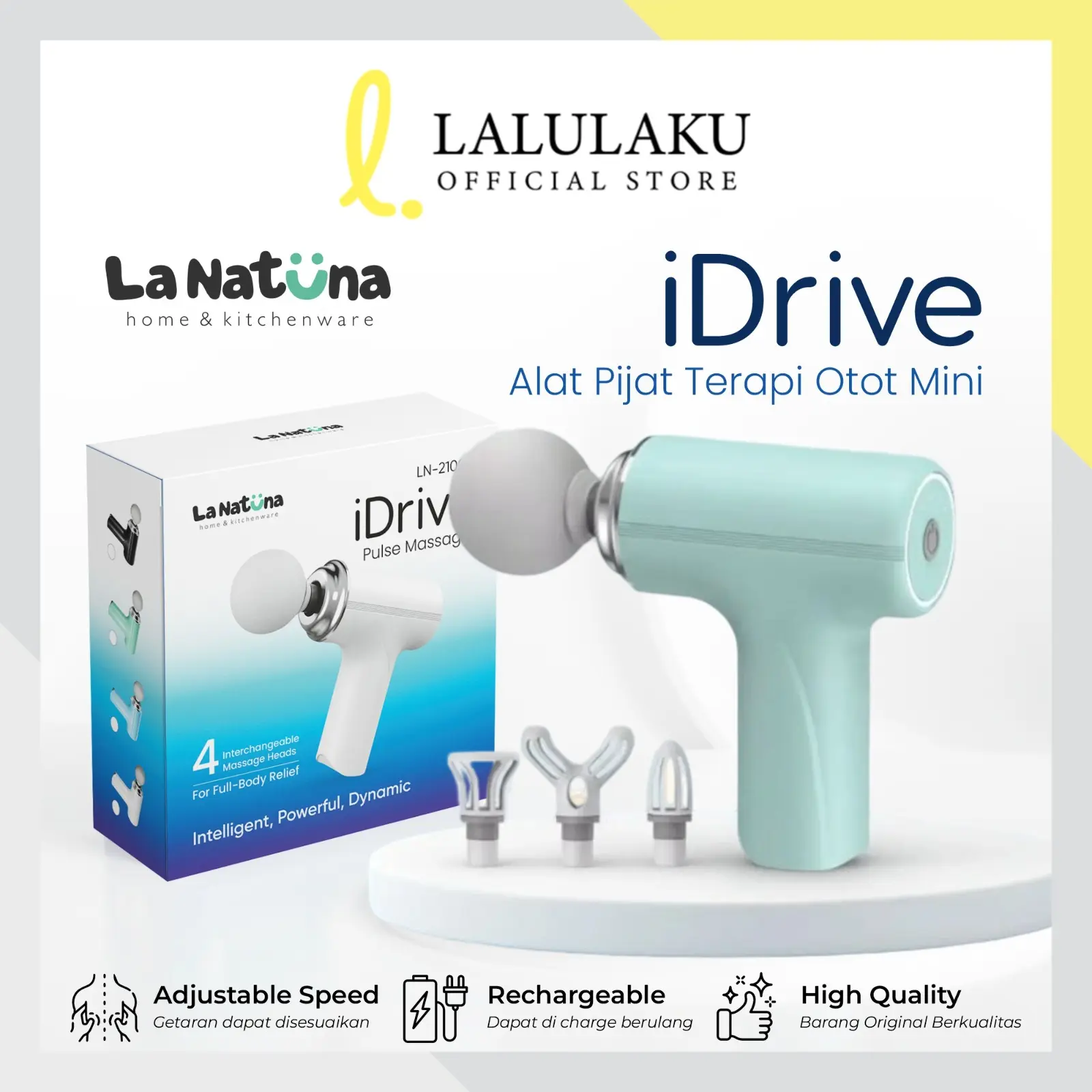 La Natuna Alat Pijat Elektrik iDrive LN2100M Alat Terapi Otot Elektrik Fascial Massage Gun