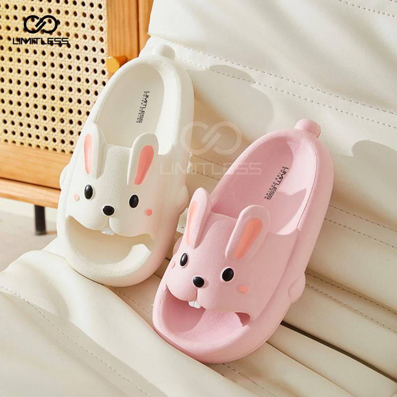 Limitless - Sandal Bunny Wanita Selop Rumah Sendal Slide Cewek Lucu Model kelinci Terbaru 2024 Black Pink - Size 30 - 41 Shoes Merah ( Jelly ) sandal  couple  ber2 8