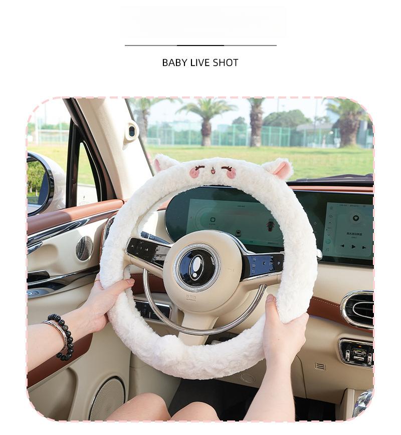 Product Introduction of Car Steering Wheel Cover Winter Cute Cartoon Car Warm Non-slip Handle Cover Creative Steering Wheel Cover All-season Car Accessories 2
