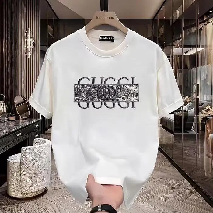 Cotton 250gsm summer short sleeved T-shirt for men, casual, trendy, fashionable, printed T-shirt, round neck, sports, breathable