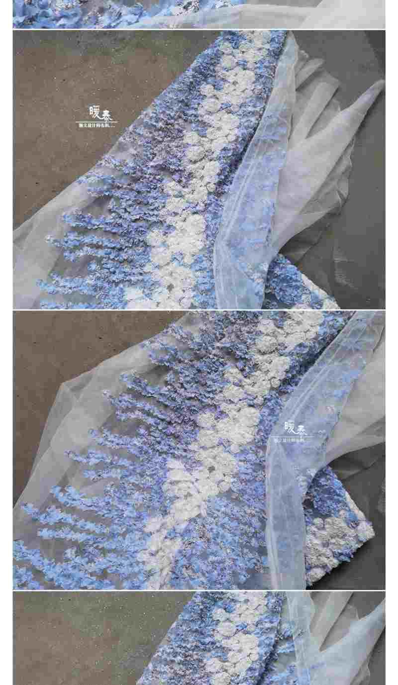 Product Introduction of Kain Sulaman Pinggan Mekar, Gaya Baru, Bersulam Jaringan, Biru Elegan, Sesuai untuk Hiasan Majlis Perkahwinan, Rekaan Pakaian Hiasan 21