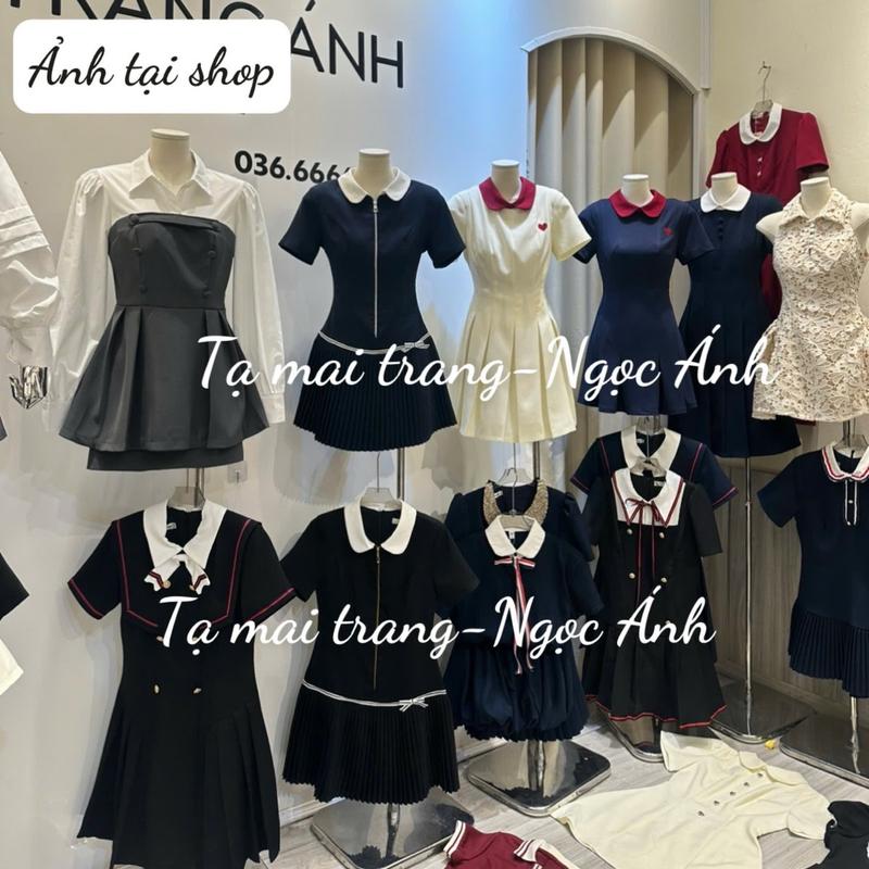 [Chất liệu chéo ý] Váy đầm cổ sen kéo khoá chất liệu chéo ý cao cấp sước bản mới sang chảnh tiểu thư ép mùng toàn váy có quần bo chun, váy có màu xanh navy và đen sang chảnh có đệm cầu vai may hai lớp và quần bo chun đủ 8
