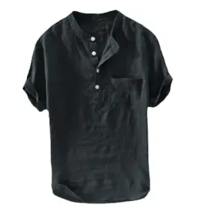 BIN'S 001 Kemeja Koko Pria Tangan Pendek Bahan Cotton Sigaret Abu Biru Hitam Merah Muslim Muda Navy Panjang Putih Kuning Baju Nyaman