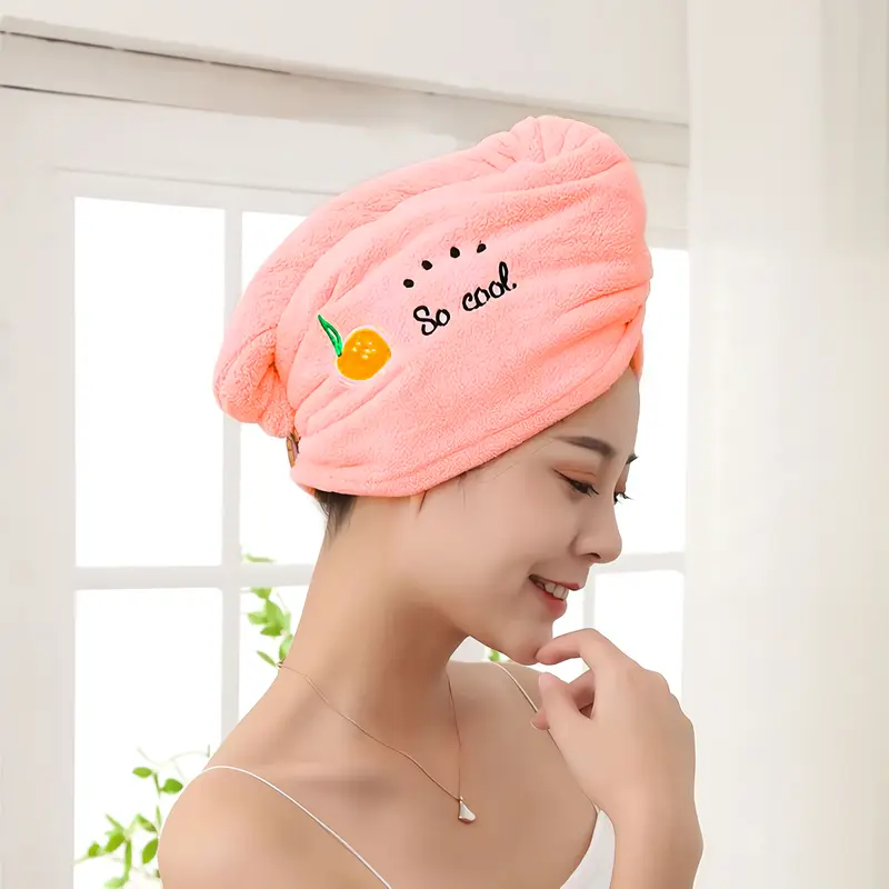 [PAKET HEMAT 4 PCS] Handuk Keramas Model Kancing Import Microfiber Handuk Pengering Rambut Head Towel Fast Dry Hair Handuk Kepala 3