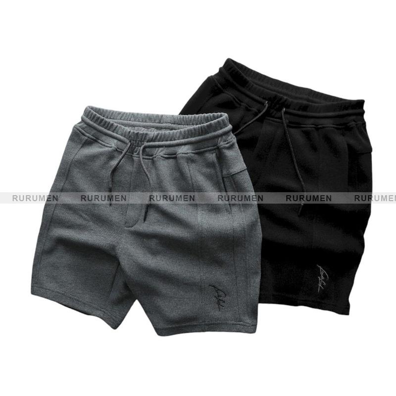 Quần Nam Short Thun RURUMEN Quần Thun Nam Thêu Logo Chữ Cao Cấp Màu Đen, Xám Chuột 5