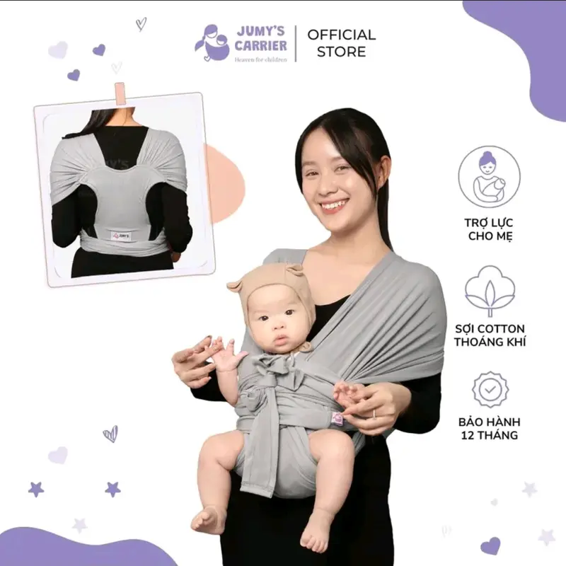 Địu em bé Jumys dòng địu cotton 0