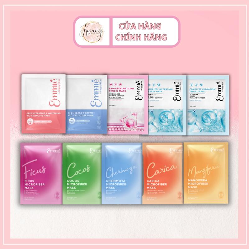  COMBO 10 Miếng mặt nạ Emmie by Happyskin đủ loại Microfiber Biocell và Giấy Tencel - NHƯ ẢNH 