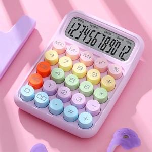 12桁電卓、大型LCDディスプレイ付き、カラフルなキーボード電卓、オフィスや学校の会計用品（電池なし）