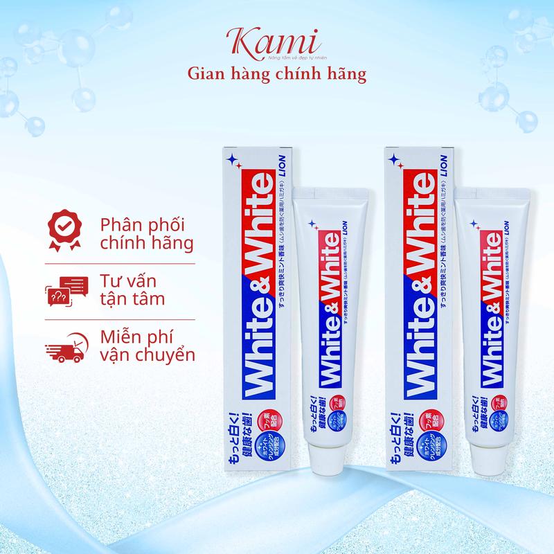  Kem đánh trắng răng White & White Nhật Lion 150g 
