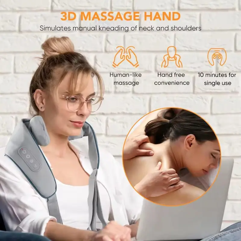 Electric U-shaped Multi-function Neck & Shoulder Massager, Cervical Back Muscle Relaxing Massage Shawl, Personal Care Appliances for Men & Women, Stocking Fillers Gift 6