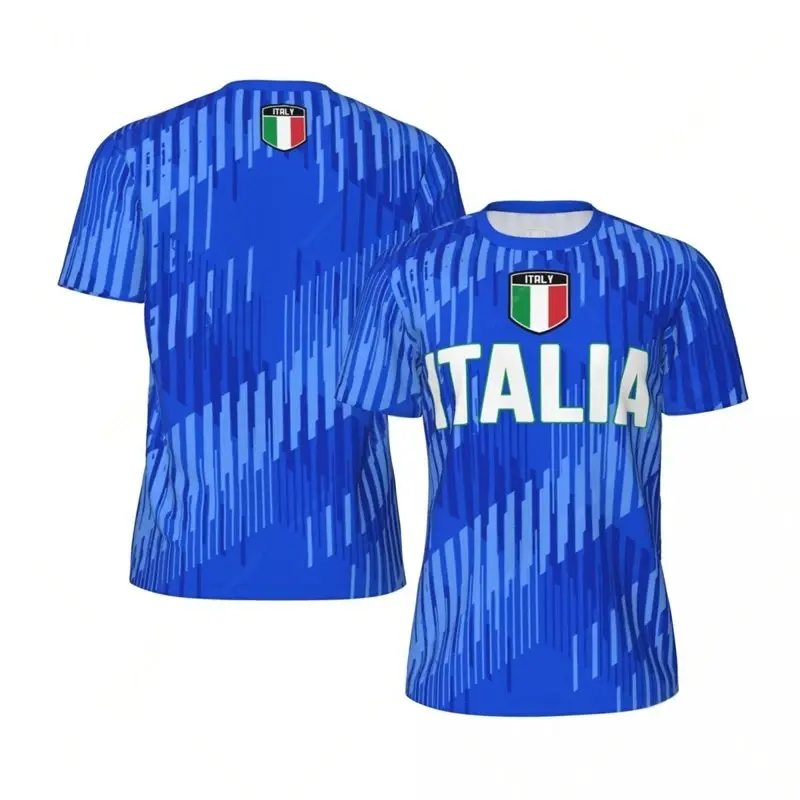 2025Italy Flag Graphic Men T-shirt Football Jersey Summer New Design Crewneck T-shirts Breathable Oversized Summer Man Tee Shirts