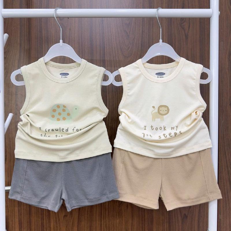 Uala Rogo - Bộ quần áo ba lỗ chất vải petit, bamboo mềm mịn cho bé trai, bé gái từ 9 tháng đến 4 tuổi.