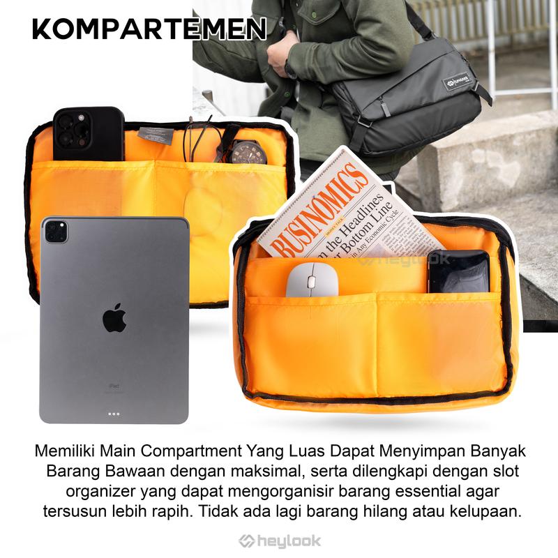 Product Introduction of HEYLOOK Official - Tas Selempang Pria VOLTA Sling Bag Cowok Waist Bag Water Resist Shoulder Bag Tas Slempang Laptop Anti Air Messenger Bag Terbaru Slingbag Waistbag 4
