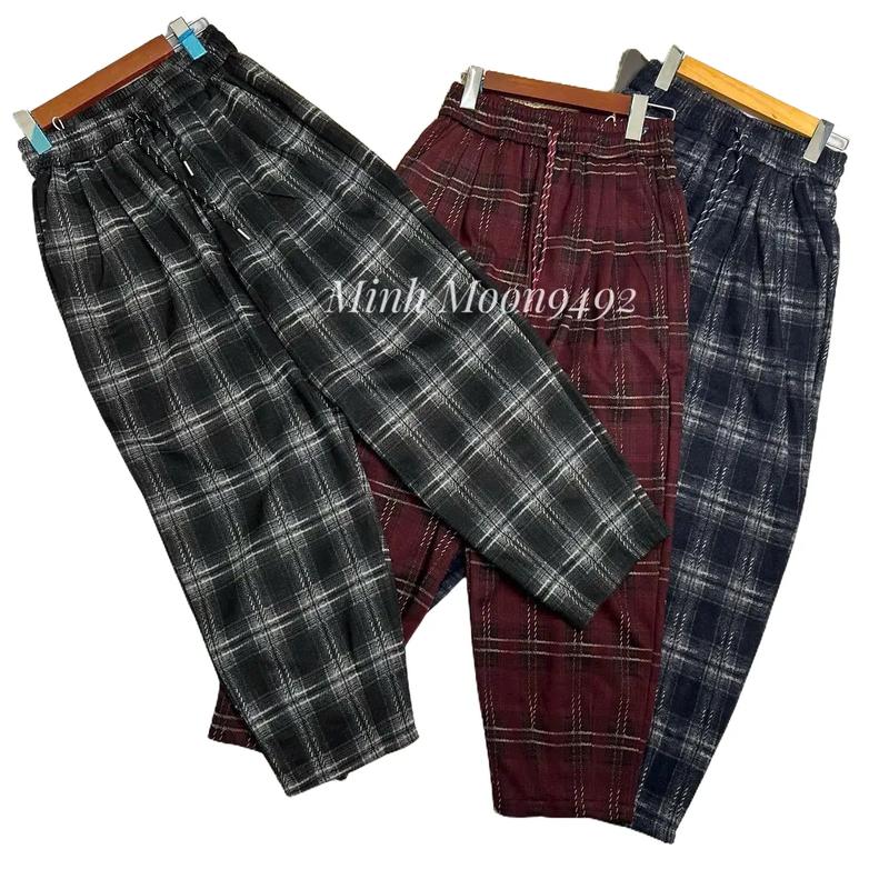 Loại 1 Bigsize Quần Baggy Umi Dạ kẻ caro mềm mịn,Cạp cao lưng thun Nữ Women Voan