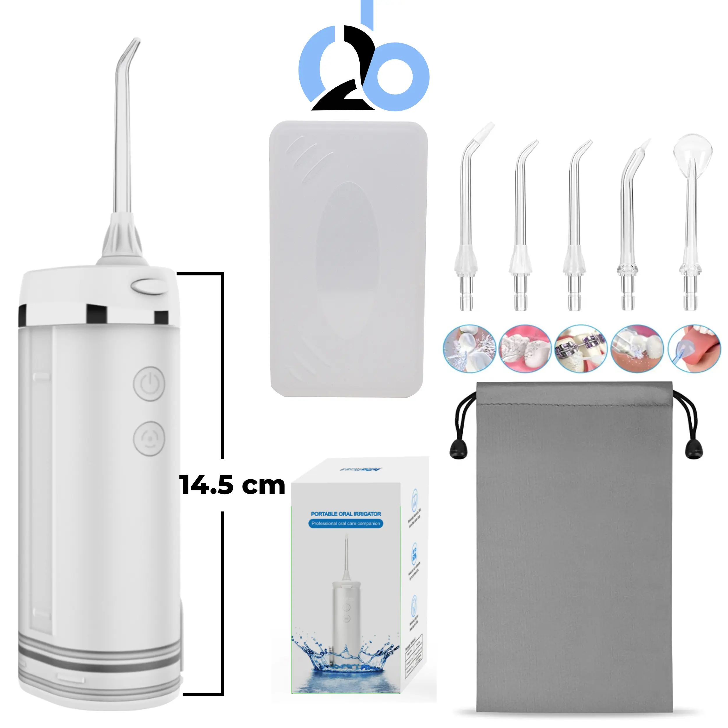 Tăm nước cầm tay H2ofloss HF10 (HF6 mini)  bản nâng cấp 2025 với sạc USB Type C thời thượng. Tăm nước mini tiện lợi dễ mang đi