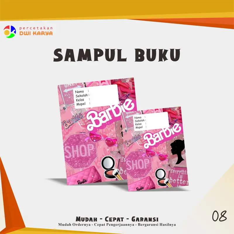 Sampul Buku Tema Barbie (2) Uk 21x16 Cm Bisa Request Ukuran 8
