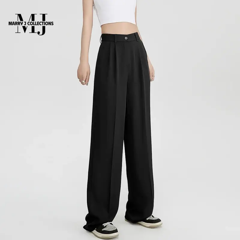 Quần tây suông nữ MJ03 lưng cao ống rộng vải Vitex màu đen/be/nâu/ghi - MARRY J Ong Women Pants