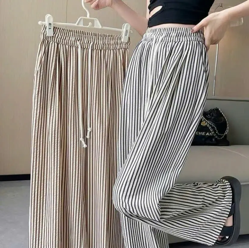 Quần Suông Kẻ Sọc Vải  Đũi Sốp Cao Cấp,Cạp Chun Hách Dáng - 3 Tông Màu size S-2Xl