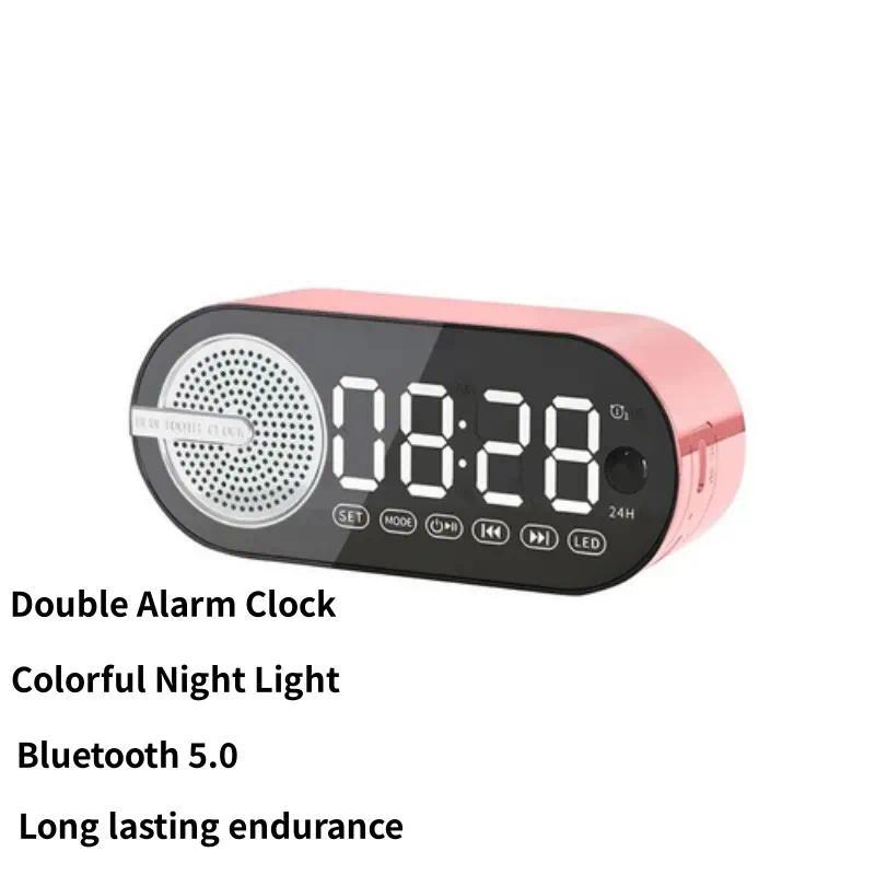 Product Introduction of Mini Wireless Bluetooth Speaker LED Plastic  Alarm Clock Multifunctional Stereo Speaker  Smartphone TF Card FM Colorful Lighting  Portable Small Alarm Clock Audio 14