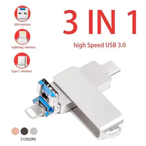 IOS OTG 1TB Flash Drive 3 IN 1 Y31C Rotation Pen Drive for iPhone/Android/PC [IOS/Type-c/USB]