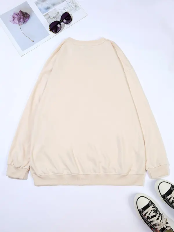 Women's Heart & Leopard Print Drop Shoulder Crewneck Sweatshirt, Comfort Casual Longsleeves Round Neck Pullover for Lady Fall & Winter, Gifts for Girlfriends, Womenswear Valentine's Day, gift 1