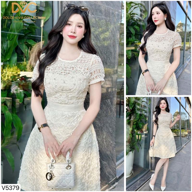  V5379 CHÍNH HÃNG HỎA TỐC VÁY ĐẦM DỰ TIỆC VÁY ĐẸP SANG TRỌNG VÁY TIỂU THƯ Ren Women Nữ Voan Dress váy nữ xinh nhẹ nhàng váy xinh sang chảnh đầm đẹp đi tiệc cưới 