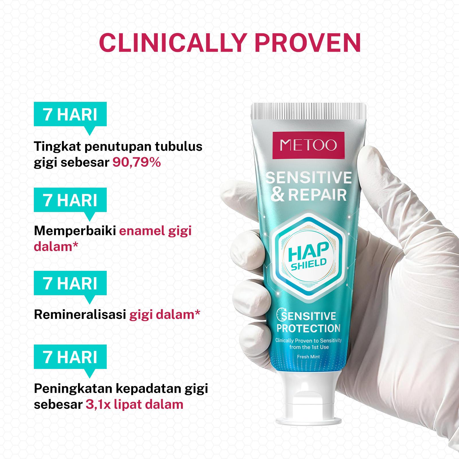 [BPOM] METOO PASTA GIGI HAP - Fresh Mint 100gr / HAP Shield Sensitive Care Toothpaste / Memperbaiki enamel gigi / gigi sensitif / gigi berlubang / gigi ngilu / HAP / Hidroksiapatit / Mempe