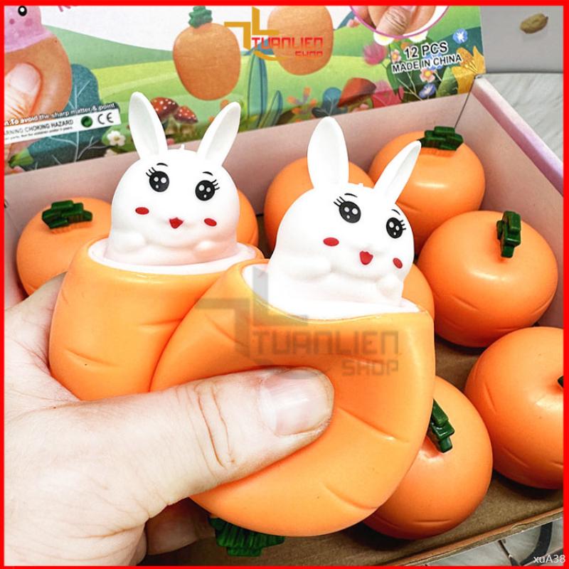 Đồ Chơi Thỏ Trắng Dễ Thương, Bóp Cốc Giải Nén Hình Củ Cà Rốt Mới Lạ. 0