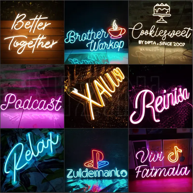 COD Paket Hemat 3-15huruf Led Nama Lampu kamar Aesthetic Neon Custom Nama Akrilik Custom Huruf Menyala Lampu Hias Led Nama logo  Love 5
