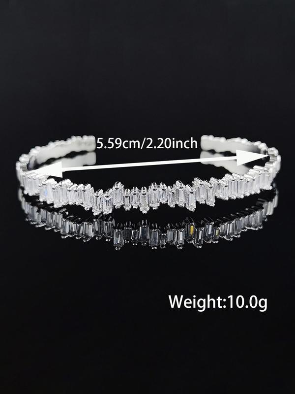 Luxury Elegant Style Cubic Artificial Zirconia Cuff Bangle, Zirconia Bangles Bracelets, Fashion Jewelry Accessories For Women As Gift 7
