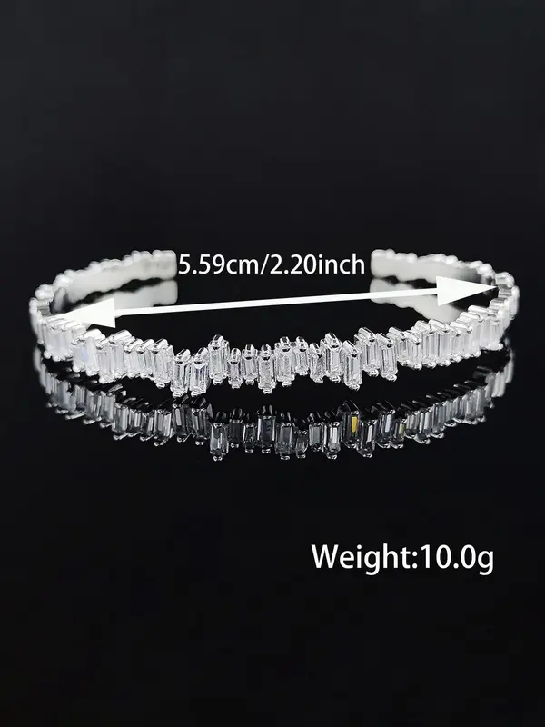 Luxury Elegant Style Cubic Artificial Zirconia Cuff Bangle, Zirconia Bangles Bracelets, Fashion Jewelry Accessories For Women As Gift 7