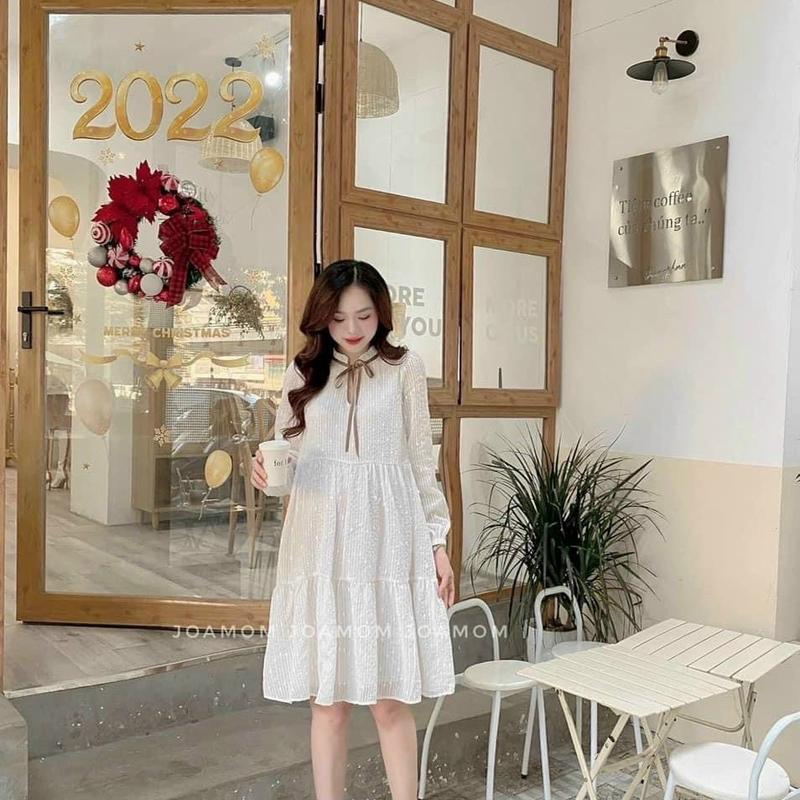 Váy baby doll trắng óng ánh