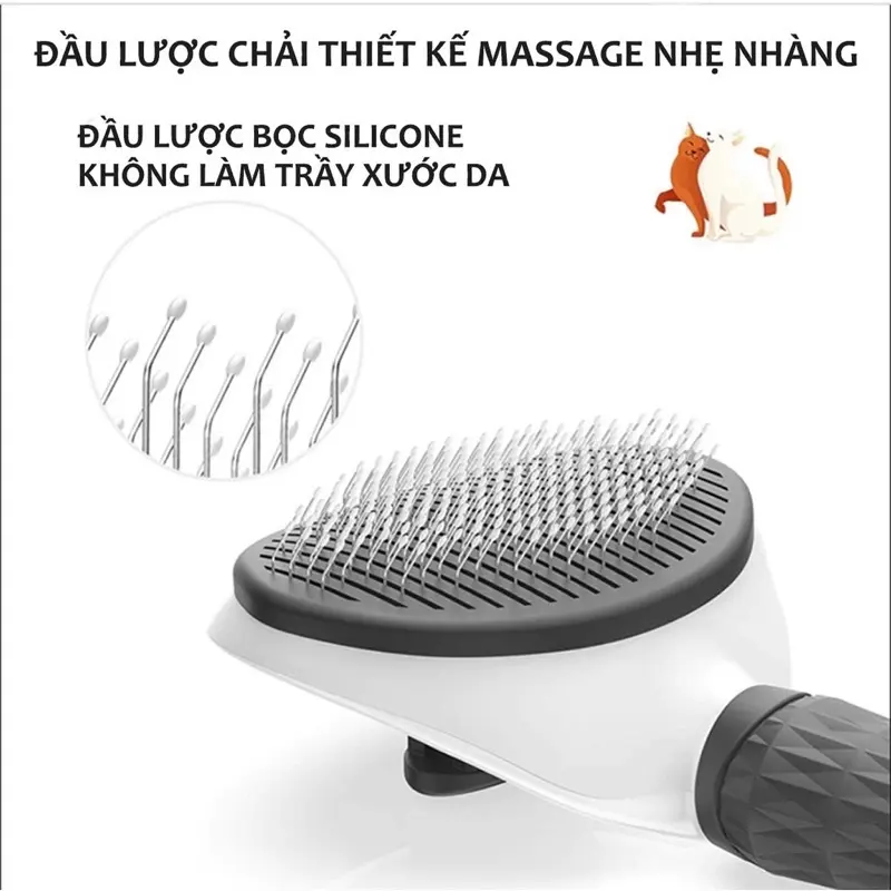Lược chải lông chó mèo có nút bấm CHÍNH HÃNG CLEAN size to chải lông chó mèo 6