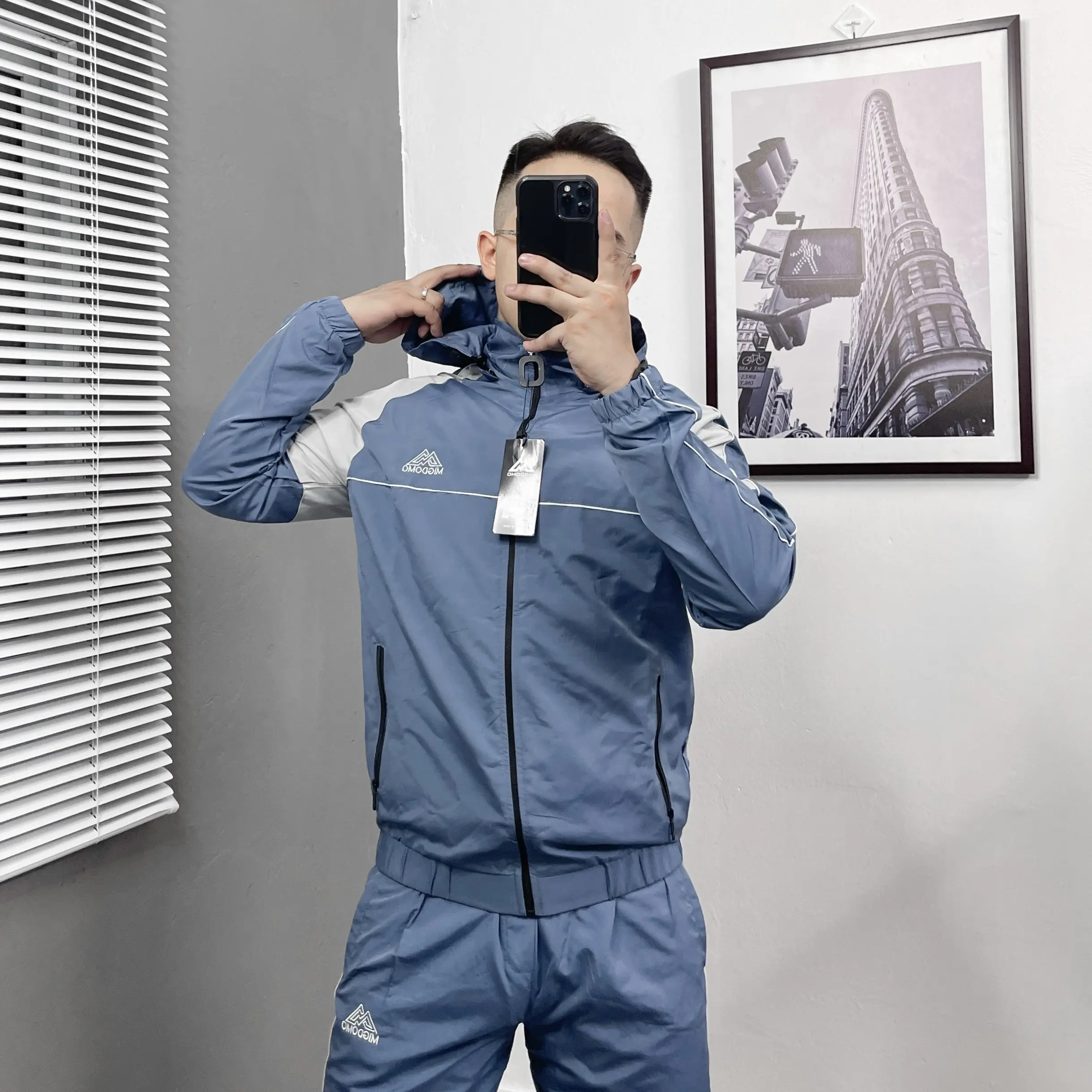 Set quần áo gió thể thao S1 EZMEN mũ tháo rời cực đẹp