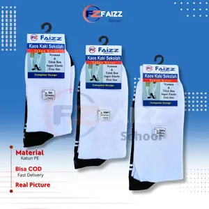 4 Pasang Kaos Kaki Sekolah Hitam Putih SD SMP SMA Bahan Premium - Pewe School Socks - Kaos Kaki Anak Sekolah SD SMP Hitam - Kaos Kaki Anak Jempol Warna Polos Tapak Hitam (Nylon Spandex, Usia TK-SD, Laki2/Perempuan) - Kaos kaki Pramuka SD SMP SMA Fashion